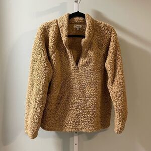 Dittos Tan Sherpa Quarter Zip Pullover